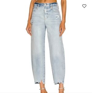 Frame Light Blue Distressed Ultra High Rise Barrel Jeans Size 25